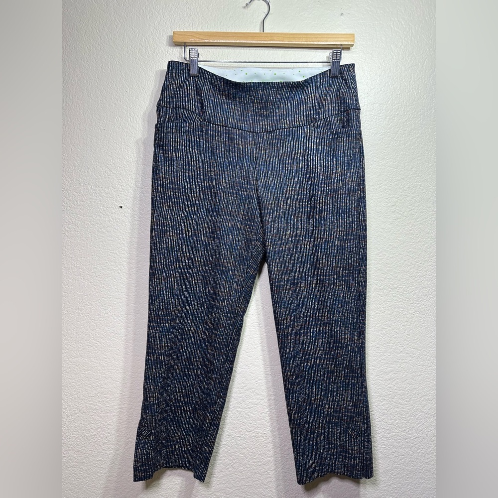Swing Control Navy Geo Print Golf Pants Size 10 Athleisure Pull On Tummy control